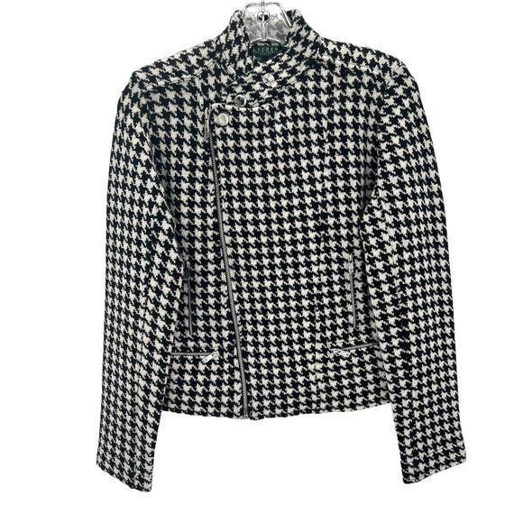 Lauren Ralph Lauren Petite lambswool houndstooth women’s side zip jacket coat - Picture 1 of 6